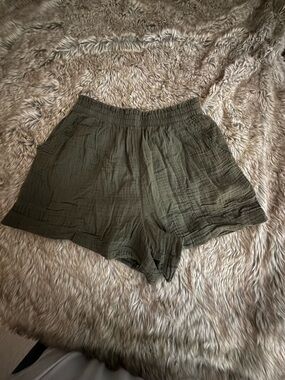 Aerie Gauze Olive Green Lightweight Cotton Shorts